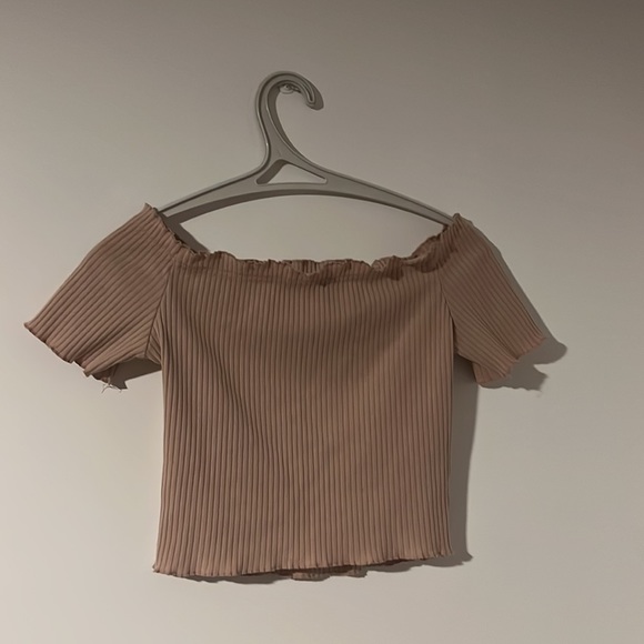 Shein off shoulder  crop top dusty pink - Picture 3 of 4